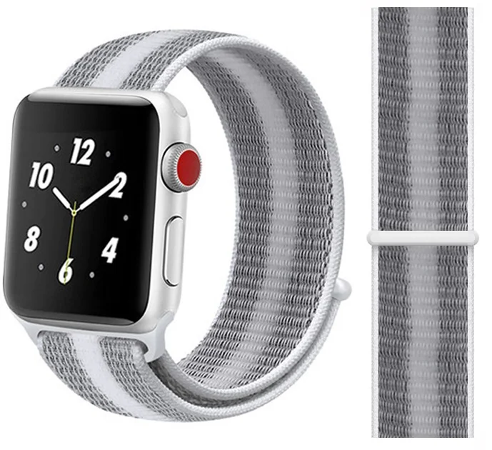 24 pinstripe white Ремешок для apple watch 5 44 мм 40 мм 42 мм 38 мм iwatch Series 3 2 1 нейлоновый спортивный ремешок для часов Браслет apple watch 5 4 band - Цвет ремешка: 24 pinstripe white