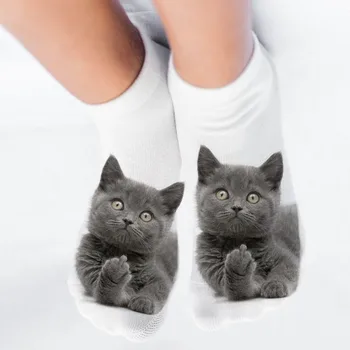

3D Print Funny Cute Cartoon Kitten Unisex Short Socks Creative Colorful Multiple Cat Face Happy Low Ankle Socks For Women