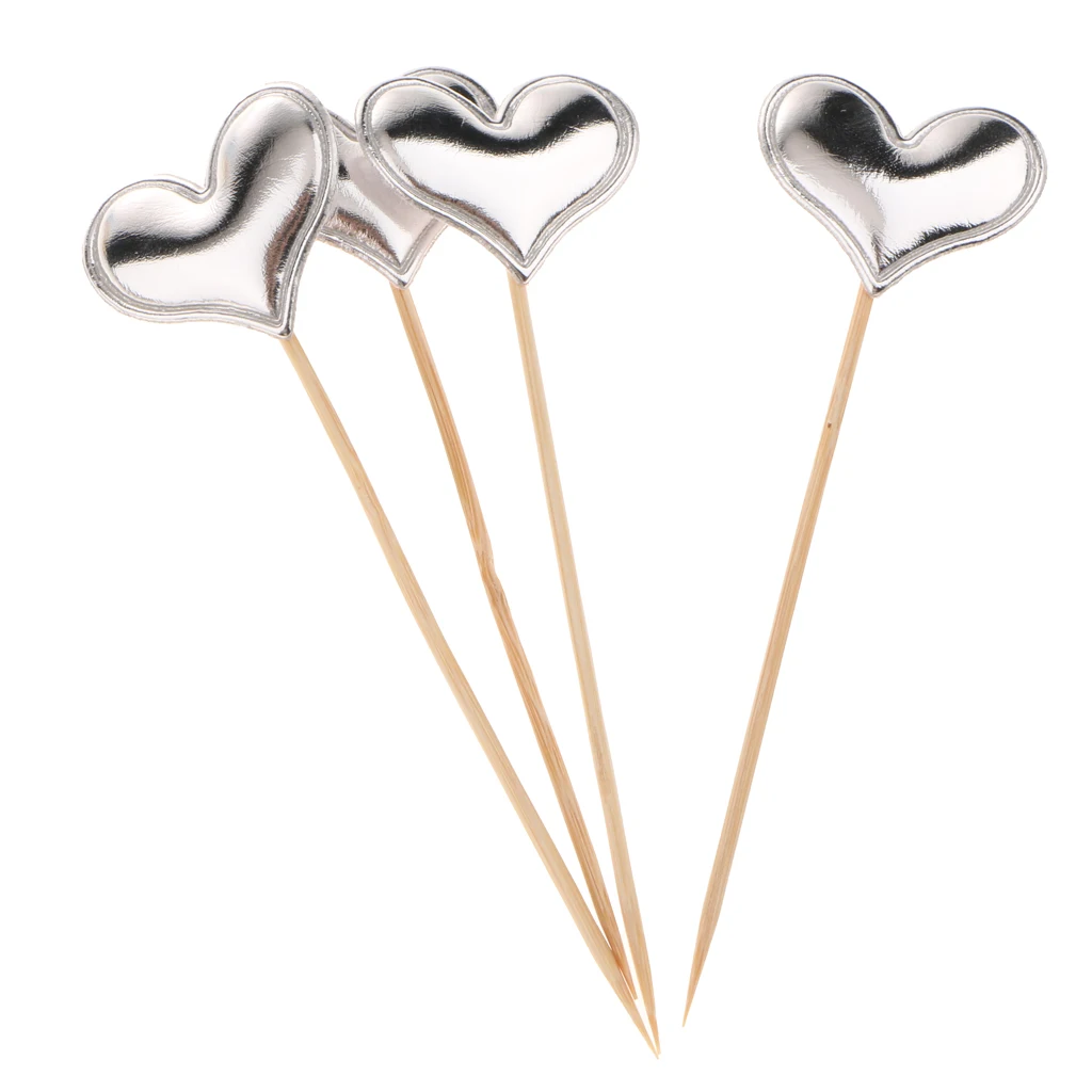 20 Pieces Heart Toothpick Leather Cupcake Picks Birthday Toppers Kids Birthday Wedding Party Decoration Supplies