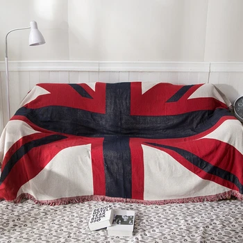 

British Flag Pattern Sofa Towel Blanket Retro Nostalgic Sofa Cover Living Room Bedroom Carpet Decor Cotton Travel Throw Blankets