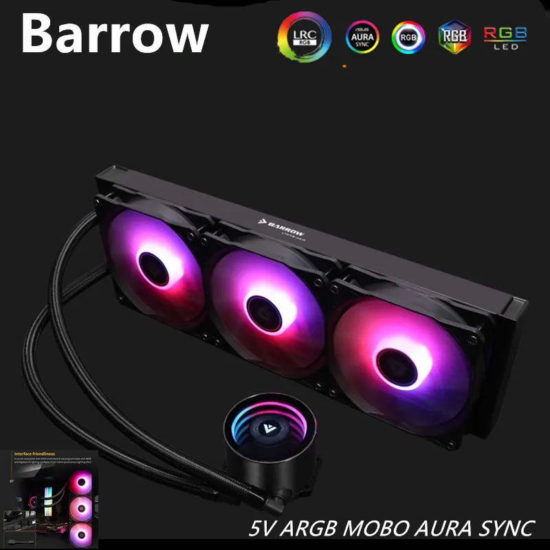 Водяной кулер Barrow встроенный радиатор ЦП 360 мм 5 В ARGB MOBO AURA SYNC вентилятор радиатора