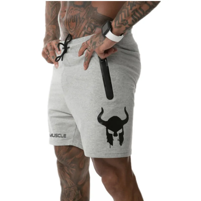 gray Новинка, мужские хлопковые шорты для тренажерного зала, фитнеса, бодибилдинга, мужские летние повседневные крутые шорты, мужские шорты для бега, тренировки, пляжа, Breechcloth - Цвет: gray