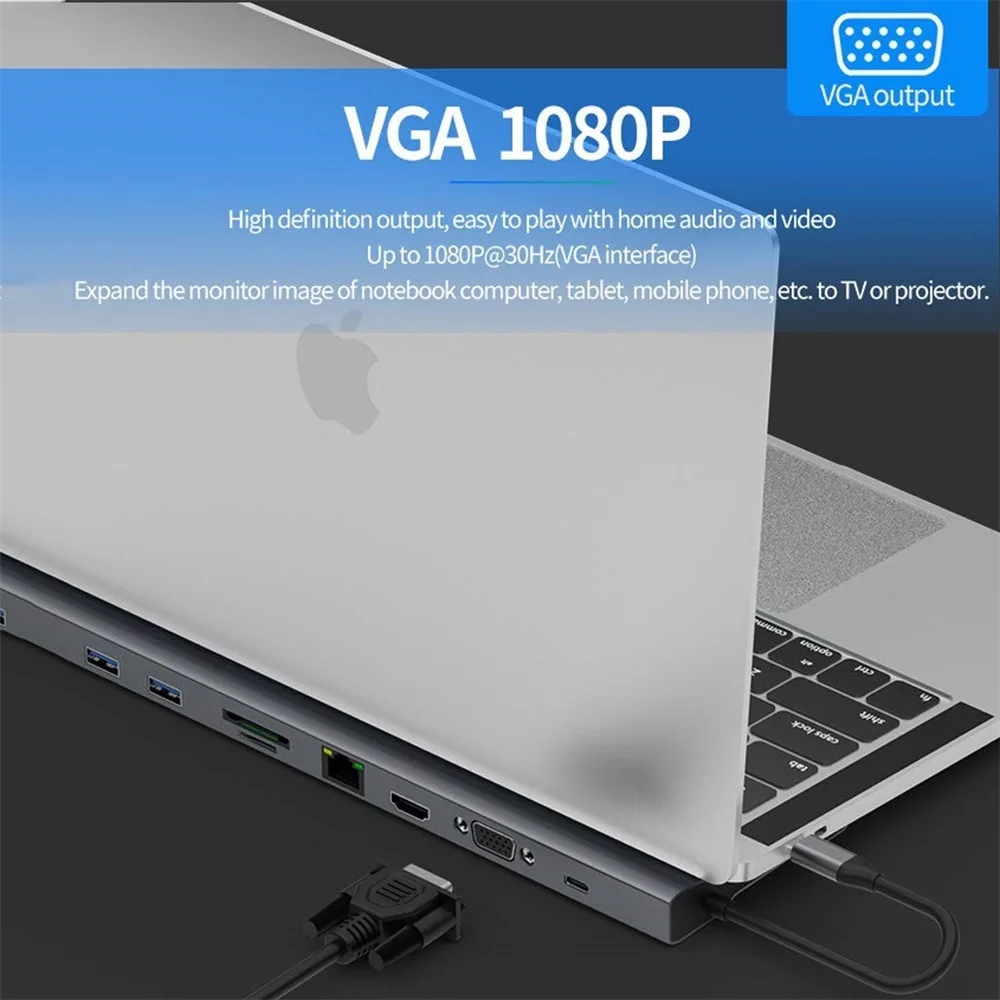 10 в 1 концентратор USB 3 C 4K док станция type HDMI RJ45 Gigabit Lan PD источник питания thunderbolt Для