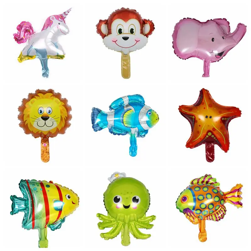 

1pcs Mini Animal Head Foil Balloons Kids Birthday Theme Jungle Party Ocean Fish Balls Inflatable Toys Baby Shower Unicorn Party