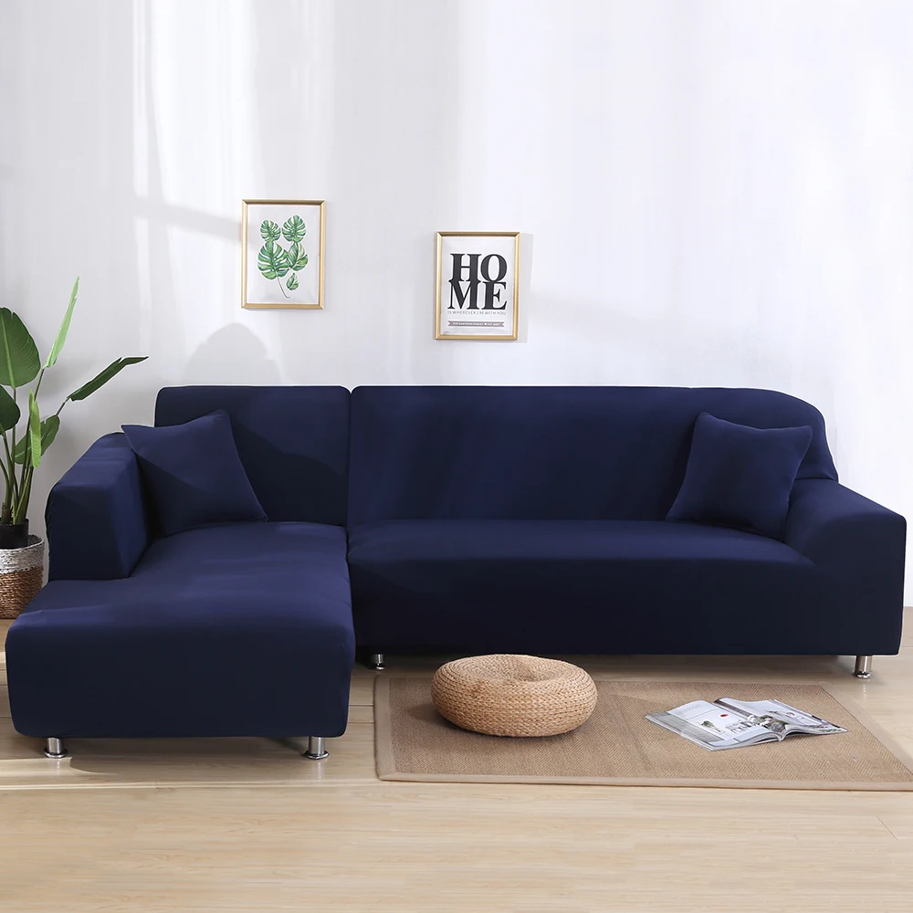 L-образные чехлы для диванов эластичный плотный обёрточная Крышка для дивана гостиной сплошной цвет расширяемый чехол для дивана тянущийся чехол для дивана