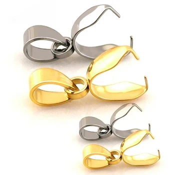 

50pcs Gold Sliver Pendant Clip Clasp Pinch Clip Bail Pendant Connectors Bail Beads Jewelry Findings Accessories Copper Material
