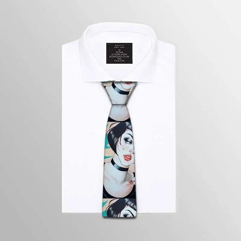 3D Printed Men's Polyester Slim Tie Funny Pattern Wedding Party Casual Happy 8cm Wide Tie Jacquard Weave Man Shirt Accessories