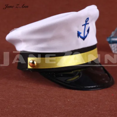 Джейн Z Ann новорожденный реквизит для фотосъемки шляпа студия для фотосъемки детей креативная темно-синяя кепка детская атласная фуражка капитана Связанные аксессуары - Цвет: hat
