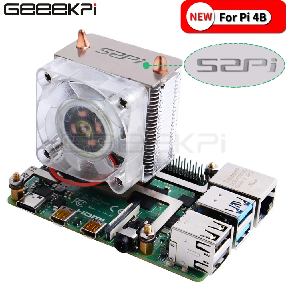Torre de Gelo Ventilador de Refrigeração Case para Raspberry Suporte de 5 3b + Geeekpi Limpar Preto Super 7 Cores Luz Camadas Acrílico pi 4b – 3b + V2.0