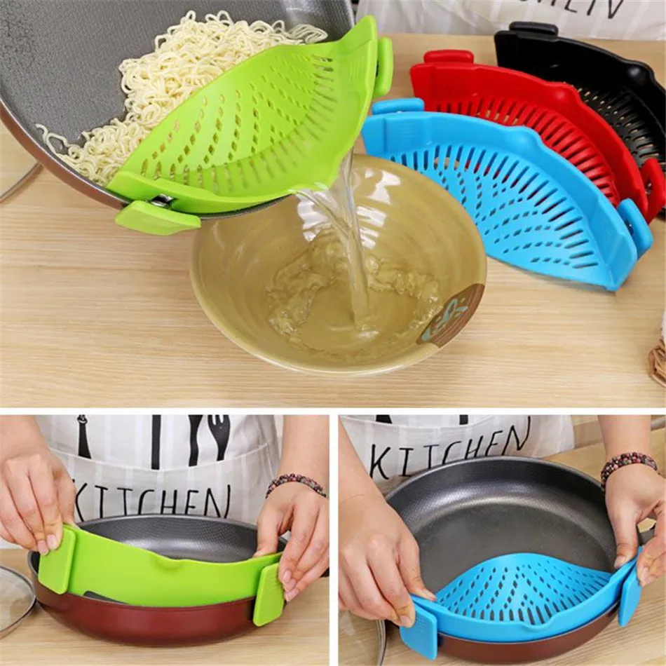 TTLIFE, кухонный силиконовый дуршлаг для кастрюли, Многофункциональный силиконовый инструмент для приготовления пищи, горшок, слив для жидкости, кухонный дуршлаг