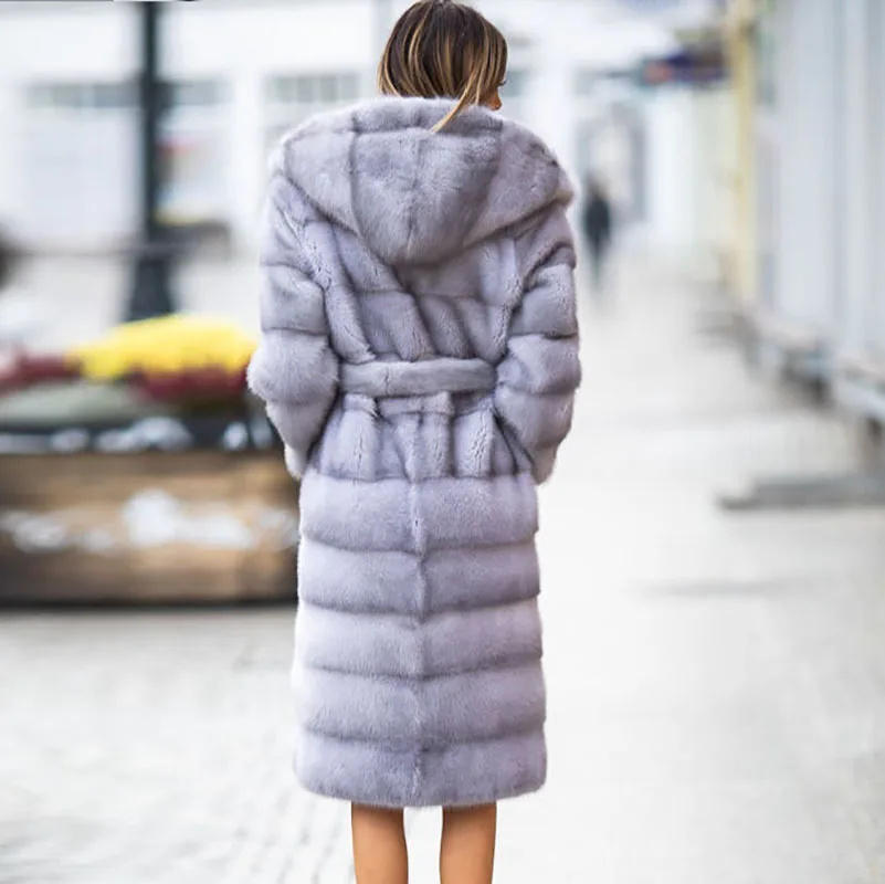 90 см длинное модное натуральное Норковое меховое пальто с стоячим воротником для женщин русской зимы размера плюс натуральная норковая Меховая куртка натуральное меховое пальто