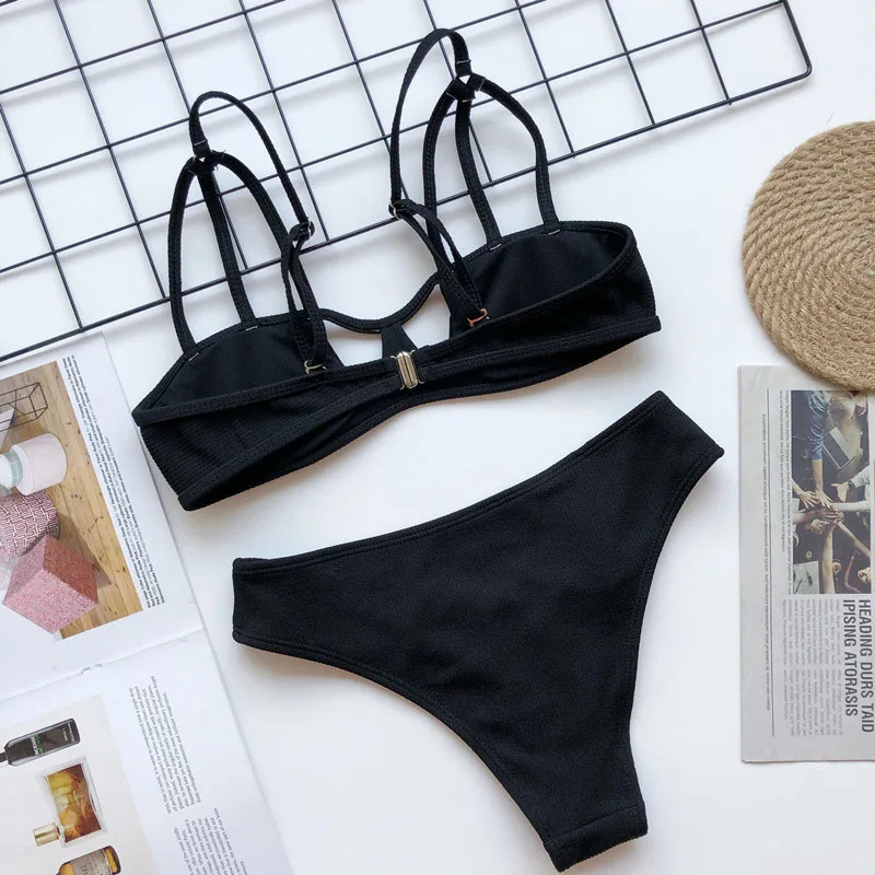 2020 Hollowed Sexy Bikini Set Women String Swimsuit Push Up Swimwear Thong Brazilian Bikini Bathing Suit Swim Wear