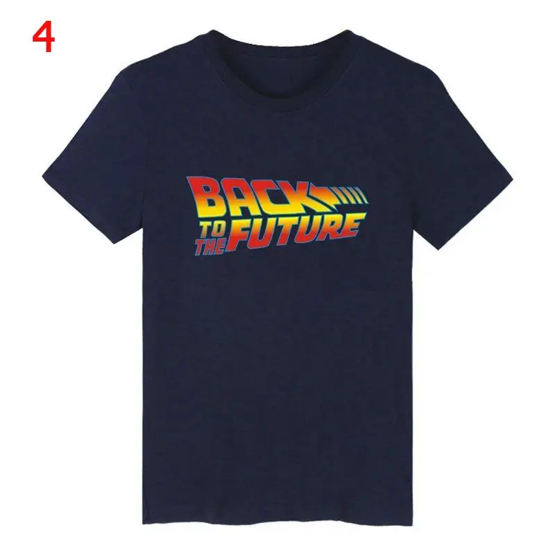 Back To The Future светящаяся футболка с символом Для мужчин летняя футболка с короткими рукавами Повседневное футболки мужской уличная черная футболка Koszulka Meska - Цвет: 4 dark blue