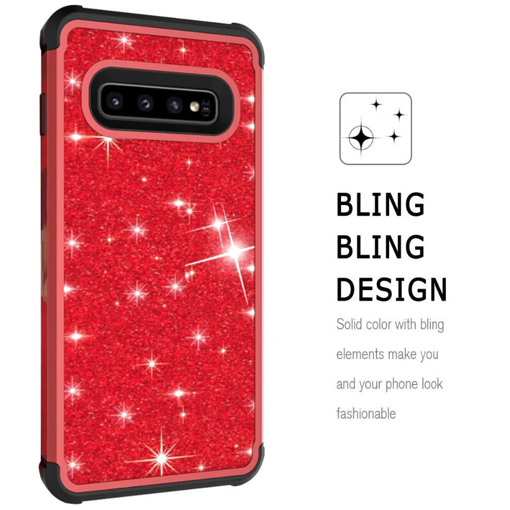 Блестящий блестящий чехол для телефона samsung Galaxy S10/S10e/S10+ Plus, Гибридный бампер с бриллиантами, противоударный прочный защитный чехол с кристаллами