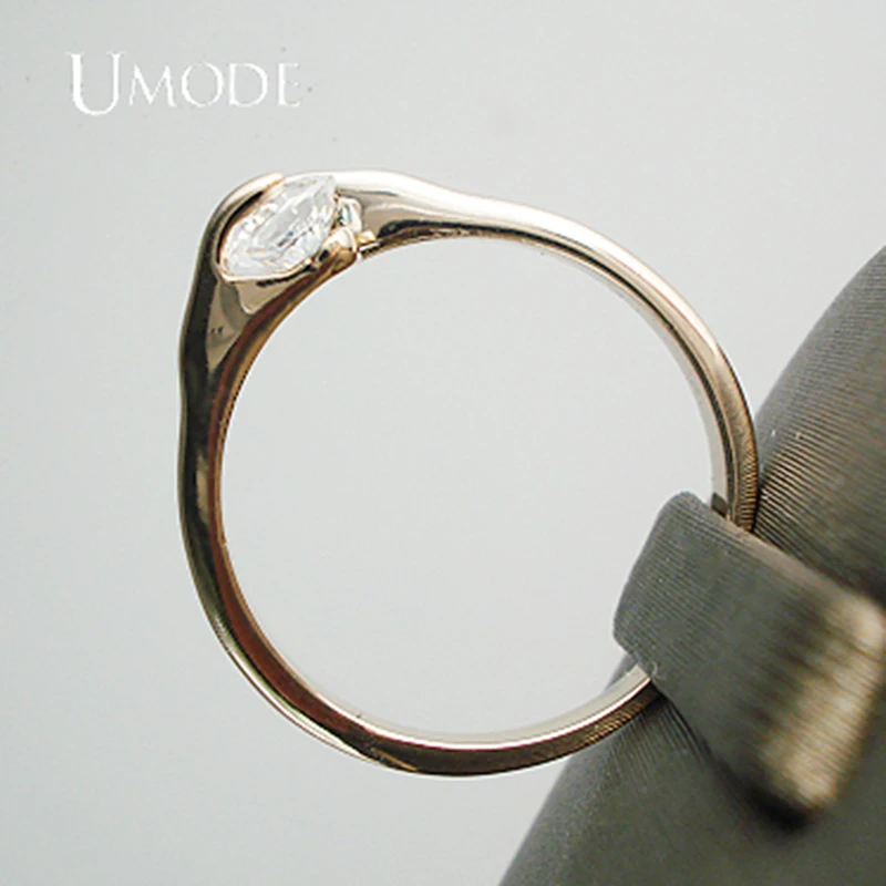UMODE Модные женские кольца для помолвки с покрытием из розового золота 18к и двумя