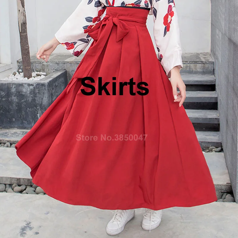 Skirts Китайское платье Hanfu, традиционный костюм, длинное платье с цветочным рисунком, древнее народное Новогоднее платье для женщин, косплей на Хэллоуин, новогодние вечерние платья - Цвет: Skirts