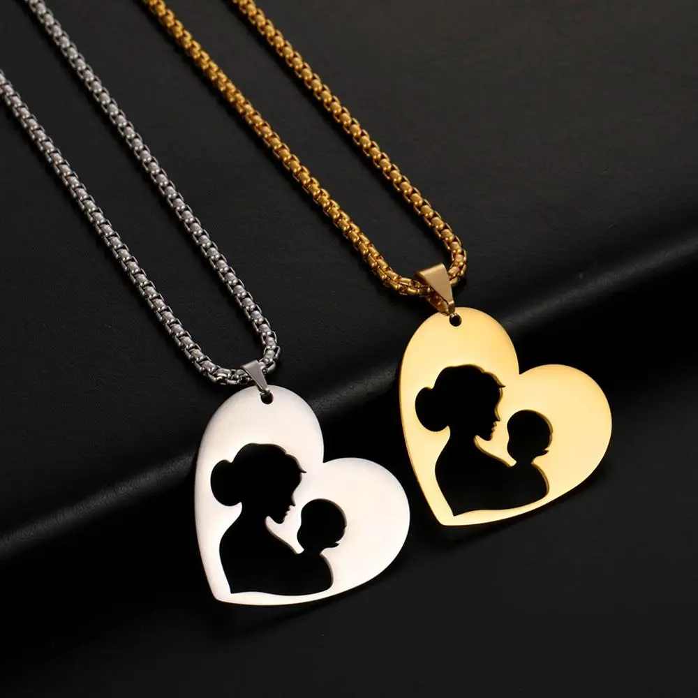 Семейное ожерелье для мамы и ребенка беременное сердце подарок полые золотые