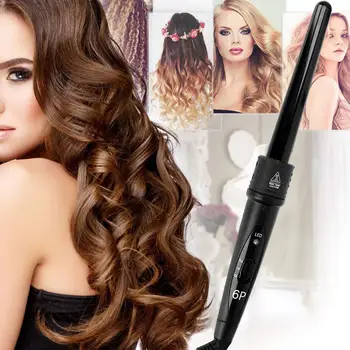 

6in1 Curling Iron Wand Set Big Wave Hair Waver Hair Ceramic Curler Wand Plug Iron Styler US/EU Hair Hair Crimping Curling C Q5N6