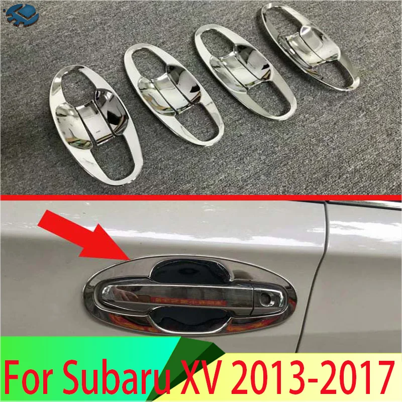 

For Subaru XV 2013-2017 ABS Chrome Door Handle Bowl Cover Cup Cavity Trim Insert Catch Molding Garnish