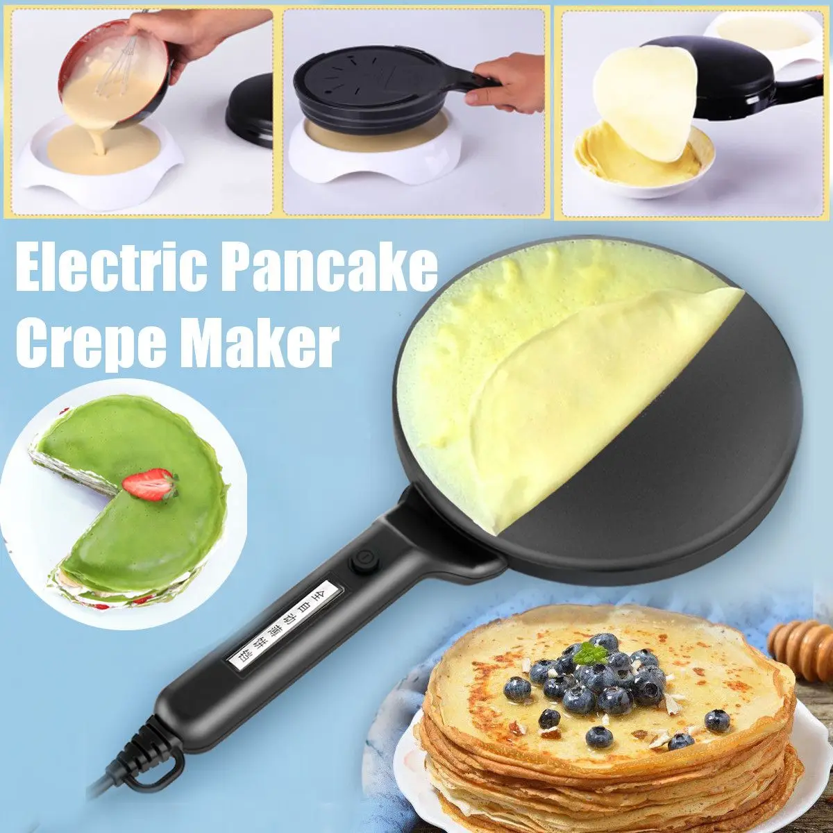 

4 type 220V Electric Crepe Maker Pizza Pancake Machine Non-stick Griddle Baking Pan Cake Machine Kitchen Cooking Tools Crepe