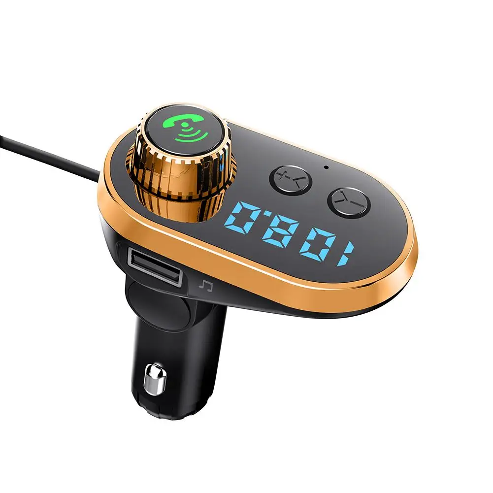 Автомобильный MP3-плеер беспроводной громкой связи Bluetooth V5.0 автомобильный fm-передатчик сенсорный экран USB с двумя выходами высокого качества - Формат цифровых медиаданных: Gold