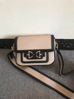 

Summer 2020 New Retro Canvas Saddle Bag with Wide Shoulder Strap and Harness Buckle Women Bag