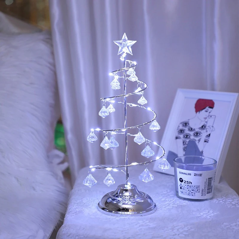 

LED Christmas tree lights Crystal Christmas tree modeling lights Holiday decoration table lamp Night light