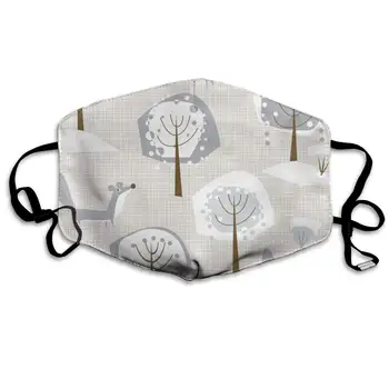 

Winter With Trees And Animal Washable Reusable Mask, Cotton Anti Dust Half Face Mouth Mask For Kids Teens Men Women With