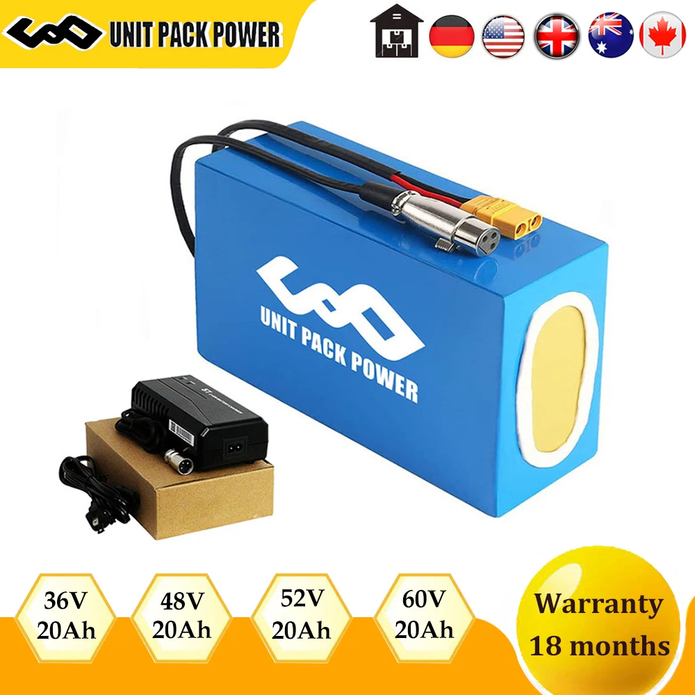 Ebike Battery Pack 48V 36V 52V 60V 20AH Electric Bicycle 18650 E Bike Bateria for Escooter 250W 350W 500W 750W 1000W 1500W 1800W | Спорт и