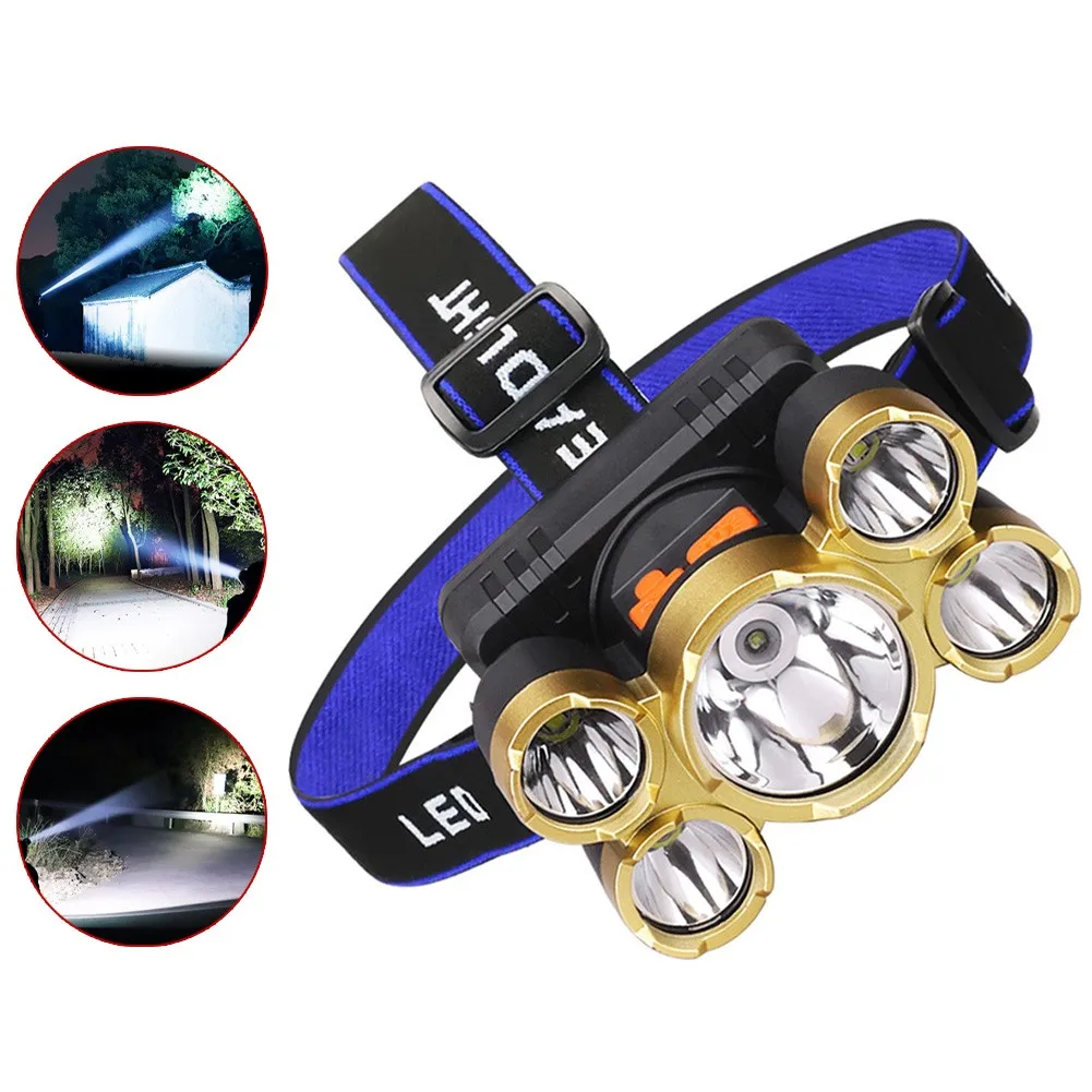 5LED Многофункциональный Водонепроницаемый XPE + COB USB подзарядка Фара Фонарь