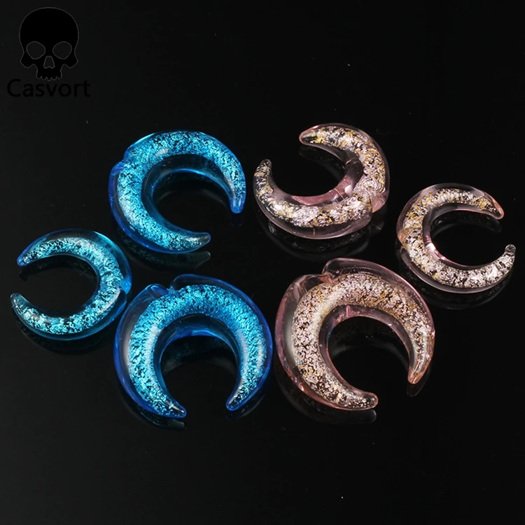 Casvort, 2 шт, цветные Сережки для пирсинга в форме полумесяца, Эспандеры для сережек, модный подарок для унисекс, ювелирные изделия для тела, продавать по паре