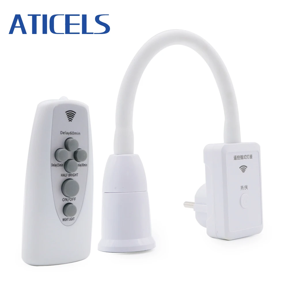 

Wireless Remote Control Lamp Base E27 Holder Dimmable With Timer For 220V E27 LED Bulb EU/US Plug