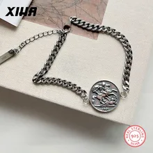 925 пробы Серебряная кубинская цепочка Elizabeth античная монета браслет для женщин Бохо ювелирные изделия персонализированный регулируемый браслет с дисками