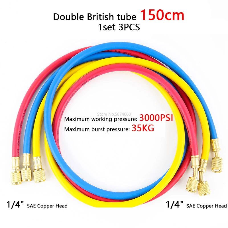 Car " AC Charging Hoses Tube for R134a R12 R22 R404 R502 Air Conditioning Refrigerant Tube 1/4" SAE Thread Hose Fluoride tube