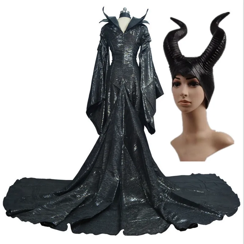 Высокое качество на заказ темная ведьма малефисент Взрослые женщины Хэллоуин вечерние Косплей Костюм малифисенты платье