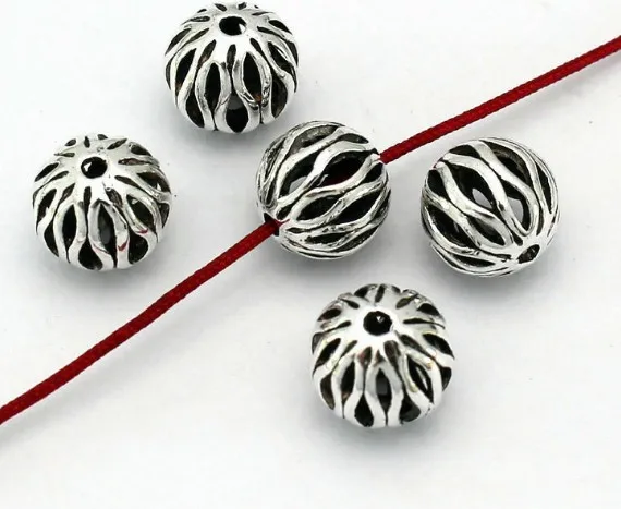 10pcs/lot Tibetan Silver spacer Empty  ball Loose Bead Spacer Beads Connectors for DIY Jewelry Making bracelet fg4ds
