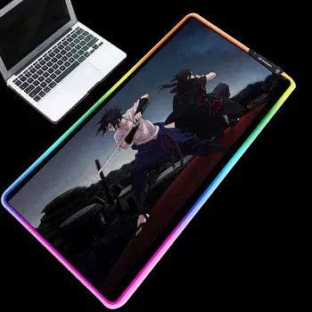 

ZSUXTC Glowing Mouse Pad Cold Light LED Discoloration USB Charging Lantern Hemming Computer Keyboard Keyboard Mat Anime Naruto