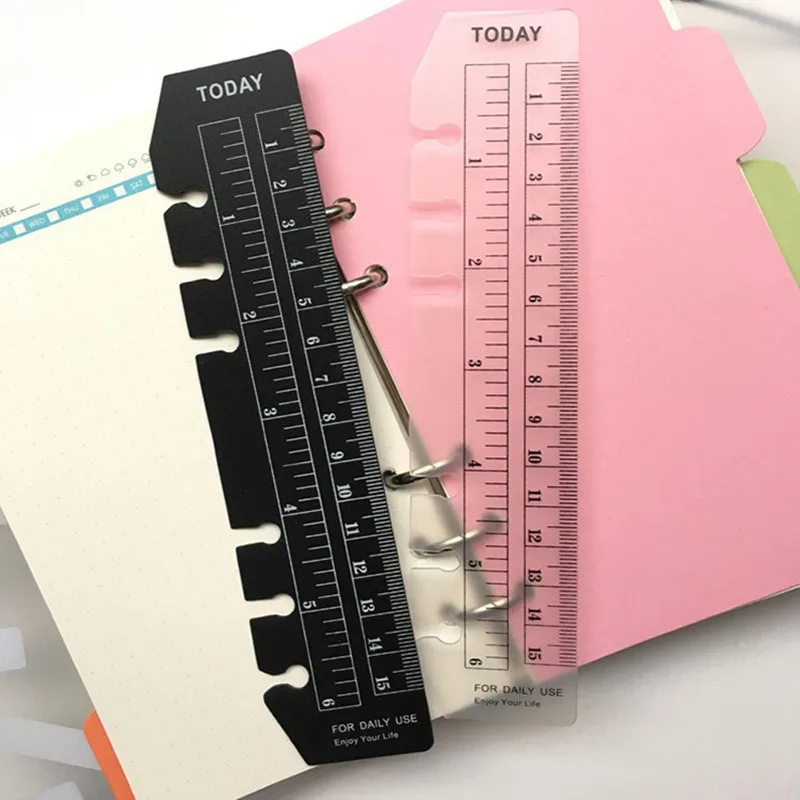 

2 Pcs Simple PP 6 Holes Ruler for Notebook Binder Index Ruler Bookmark Loose-Leaf Separator Page Notebooks Accessories