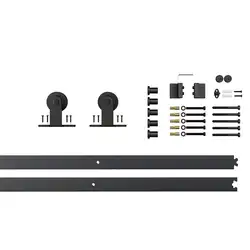 6.6ft черная стальная вешалка ролик интерьер раздвижные двери сарая плоский трек комплект 2x3. 3ft рельсы