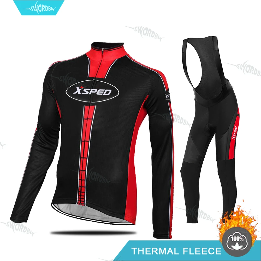 Bib Cycling Set Одежда для велоспорта Pro Team Treking велосипедная форма для мужчин зимний комплект из Джерси Теплая Флисовая одежда с длинным рукавом NW Ropa Ciclismo Hombre - Цвет: Bib Cycling Set