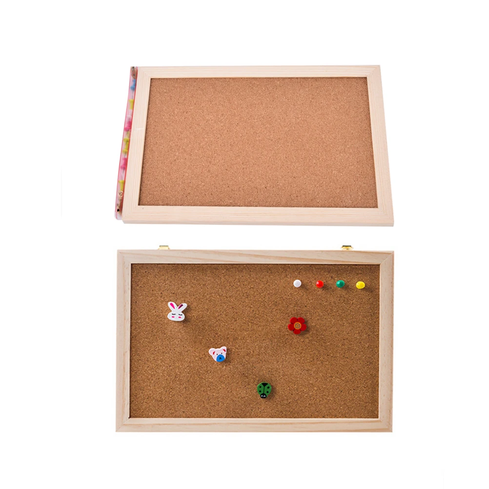 Cork Board Convenience Note Pin Message Notice Board Wooden Frame Hide Pin Holes Office School DIY Memo Message Board Accessorie