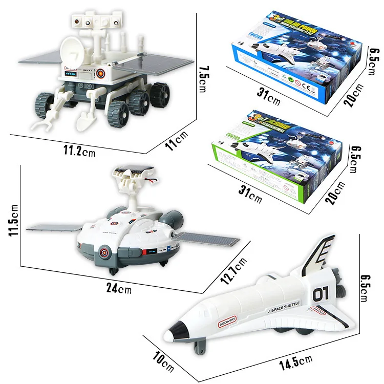 

DIY Environmentally Friendly Science Educational Self-Loading Solar Spaceship Moon Exploration Fleet 3-in-1 Assembled Toys Model