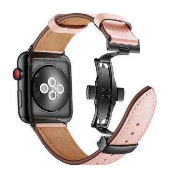 

Italy Genuine Leather Strap For Apple Watch 4 Band 44mm 40mm iWatch Band 42mm 38mm Butterfly Buckle Bracelet Apple Watch 3 2 1