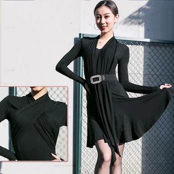 

Black Ribbon Dance Dress Latin Dance Dress Practice Clothes New Salsa Dress ChaCha Dance Dress Enening Party Dress Costume 3182