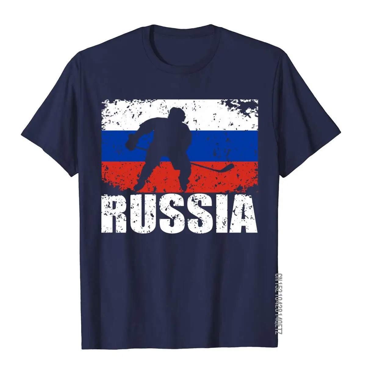 Distressed Russia Hockey Hoodie Russian Flag Player Fan Tee__B7190navy