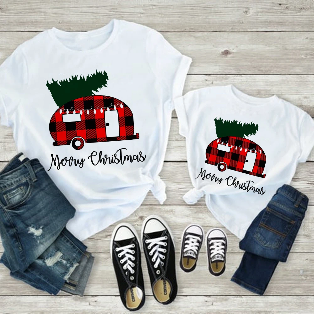 

Summer Minimalism Exquisite Funny Mother Tshirt Merry Christmas Letter Baby Girl Family Look T-shirt Streetwear Daughter T Shirt