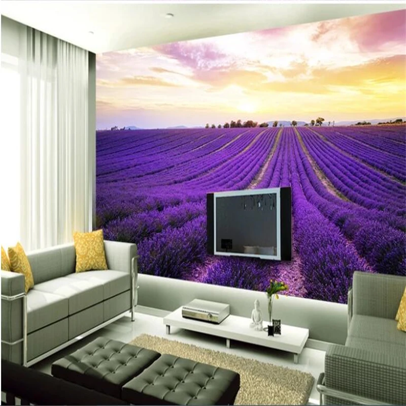 beibehang-Beautiful-purple-lavender-flowers-pastoral-photo-mural-wallpaper-3d-TV-background-wall-wall-papers-home (4) - 副本