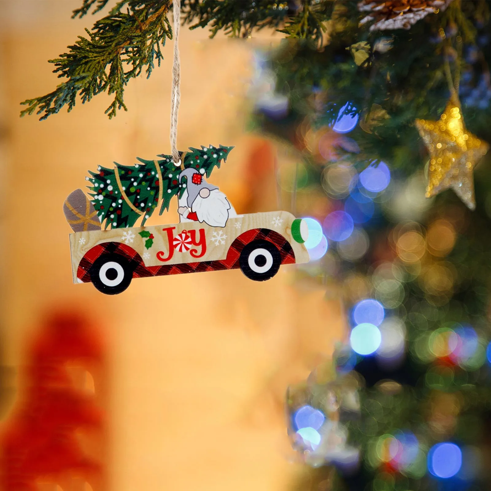 Décorations De Noël Pour Rétroviseur Auto - Lot De 3 Pendentifs Acrylique 15x19 Cm - Père Noël En Montgolfière