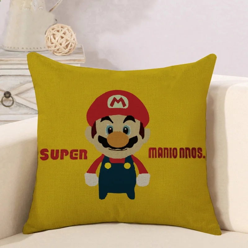 Классический чехол для подушки с красочным рисунком Супер Марио s 45*45 см, мягкий короткий Плюшевый Декоративный чехол для подушки, для автомобиля, дивана, дома - Цвет: As shown 1