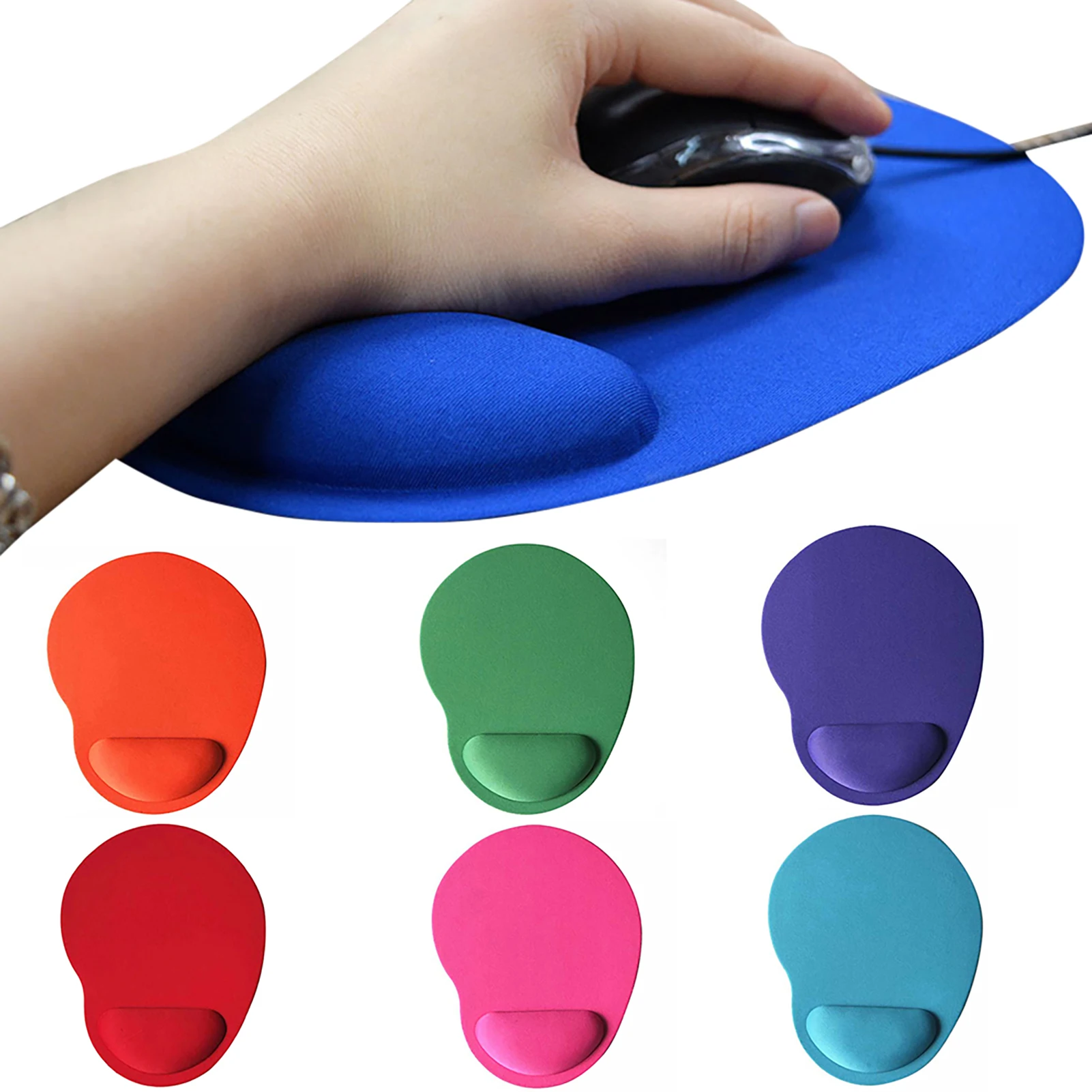 Katumo® Support de poignet Tapis de souris avec base en caoutchouc antidérapant Tapis de souris repose-poignet en mousse avec gel Rest pour ordinateur portable PC bleu 